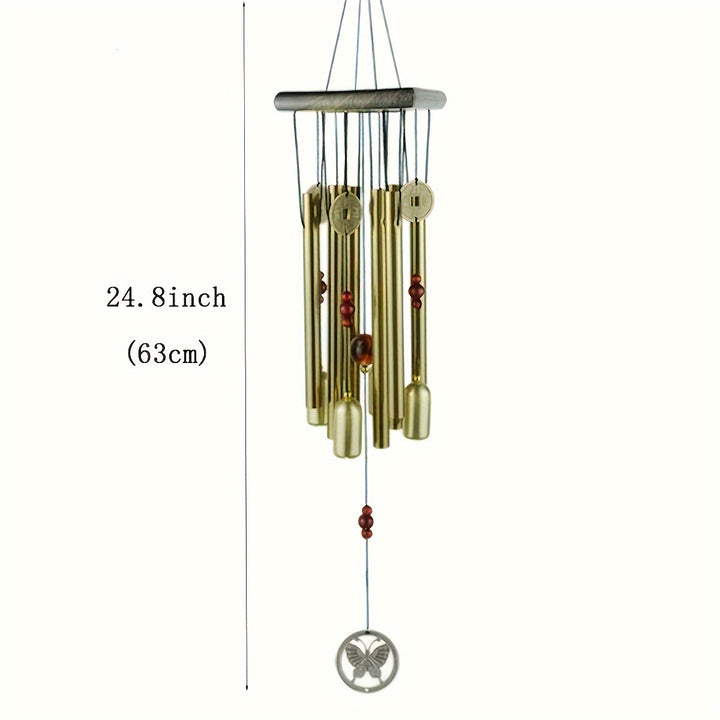 Large Copper Bell Wind Chime with Aluminum Alloy Tubes Outdoor Decor