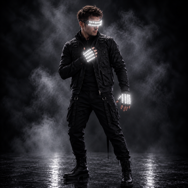 LED Light Up Gloves and Glasses Set Electronic Party Accessories