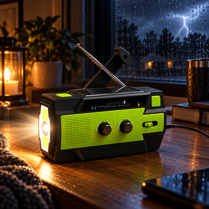 Emergency Radio Hand Crank Solar 4000mAh Power Bank SOS Flashlight