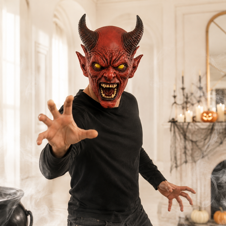 Latex Full Head Demon Mask Halloween Costume Accessory