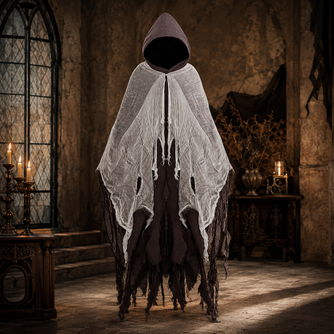 Hooded Tattered Cloak Costume Cape for Adults Halloween