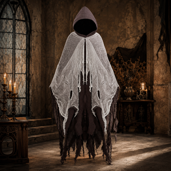 Hooded Tattered Cloak Costume Cape for Adults Halloween