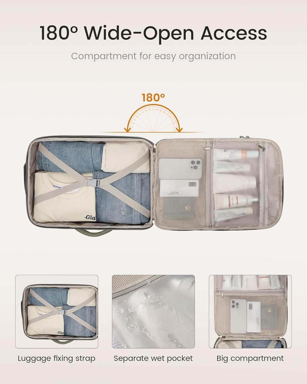 40 Liter Travel Backpack with Packing Cubes Set