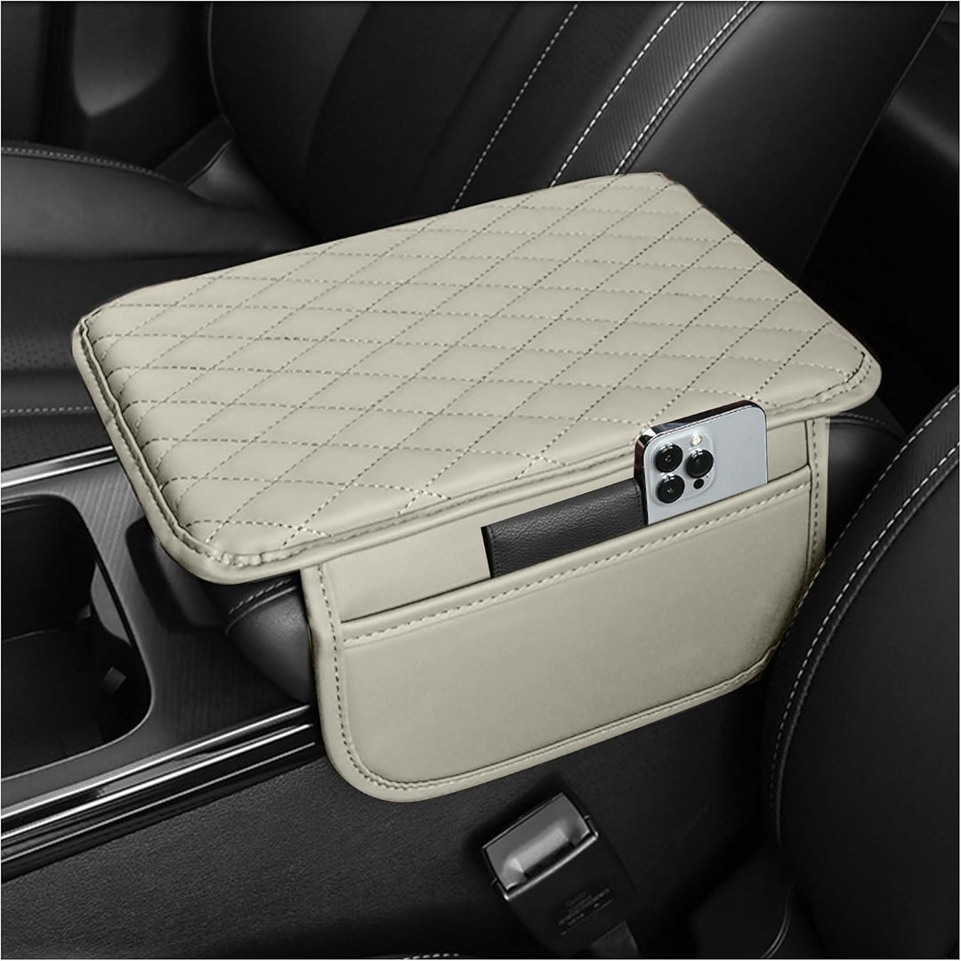 Car Armrest Storage Cover with Adjustable Pockets Organizer
