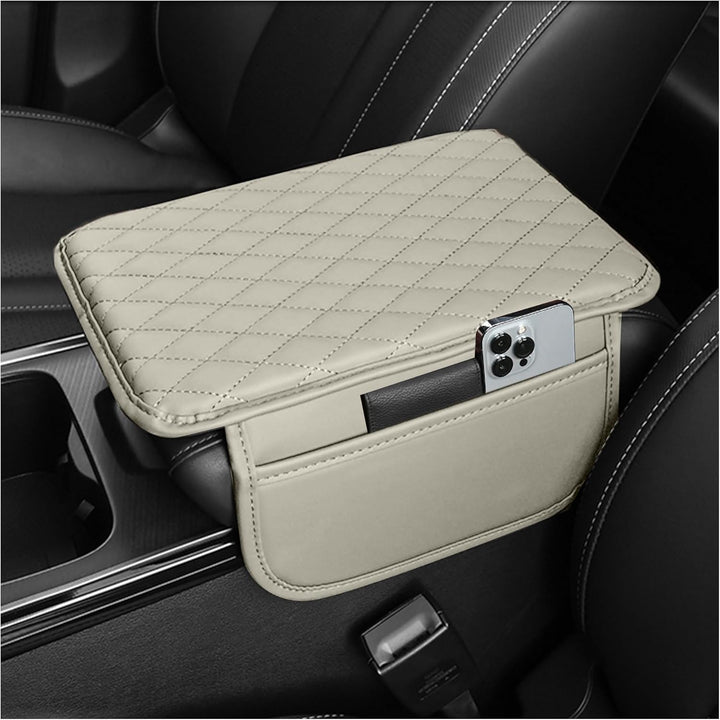 Car Armrest Storage Cover with Adjustable Pockets Organizer