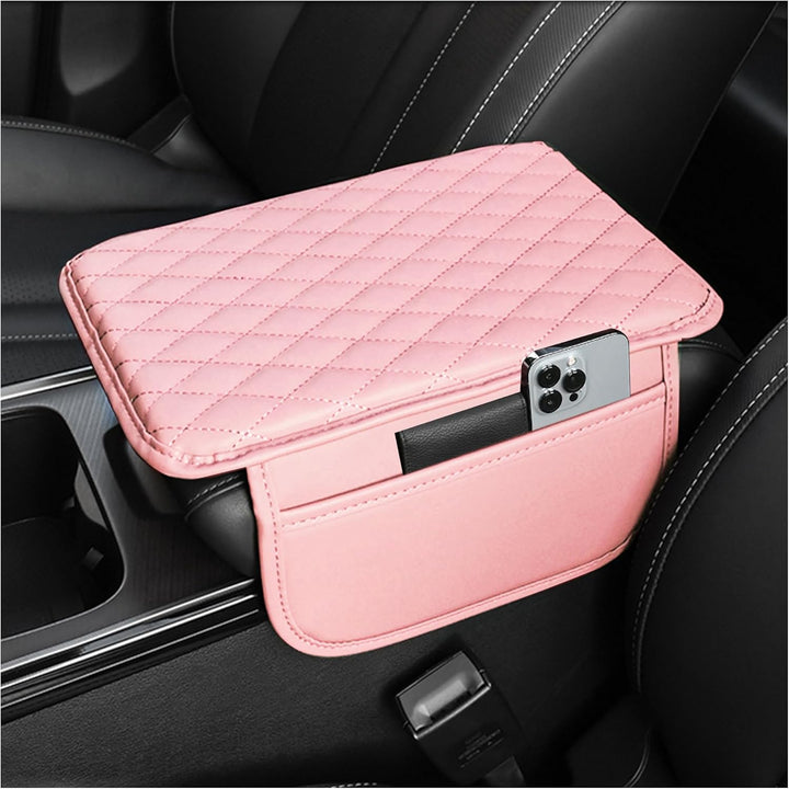 Car Armrest Storage Cover with Adjustable Pockets Organizer