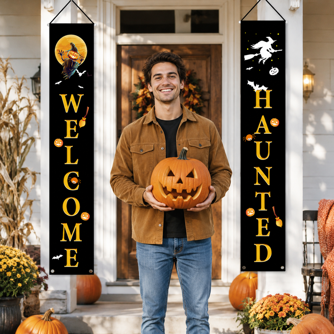 Halloween Welcome Banner Set Door Porch Decoration