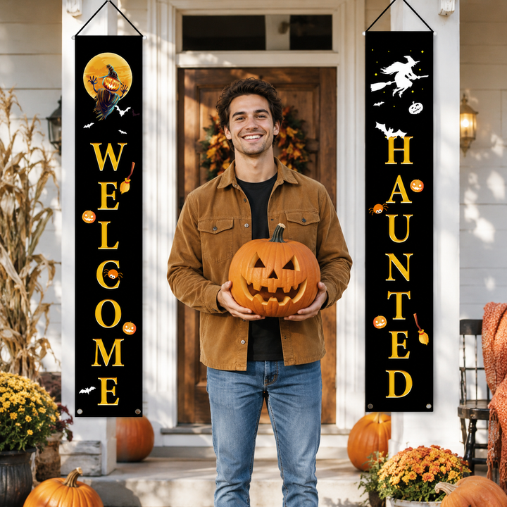 Halloween Welcome Banner Set Door Porch Decoration