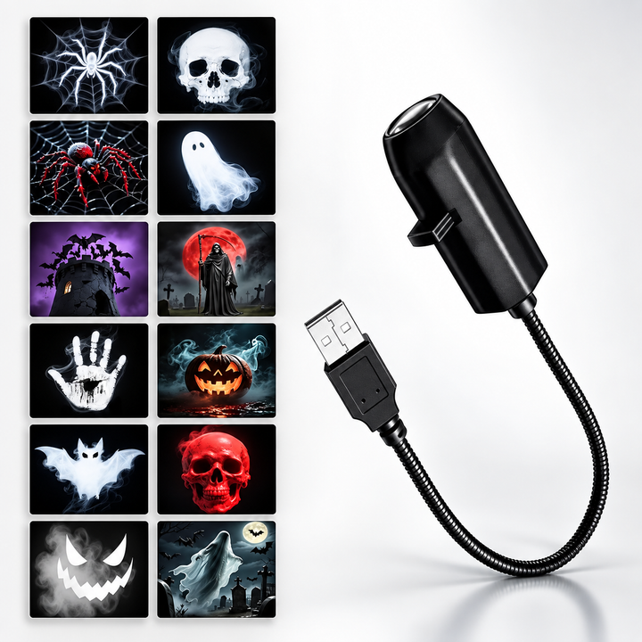Halloween LED Projector Night Light USB Plug and Play Projector Lamp