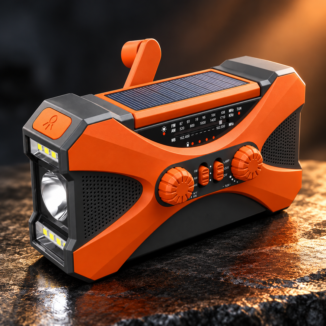 Rugged Emergency Radio Hand Crank Solar 10000mAh 3 Mode Flashlight SOS