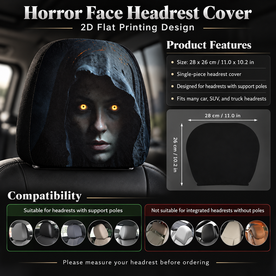 Car Headrest Covers Set 2 Pieces Flat Printed