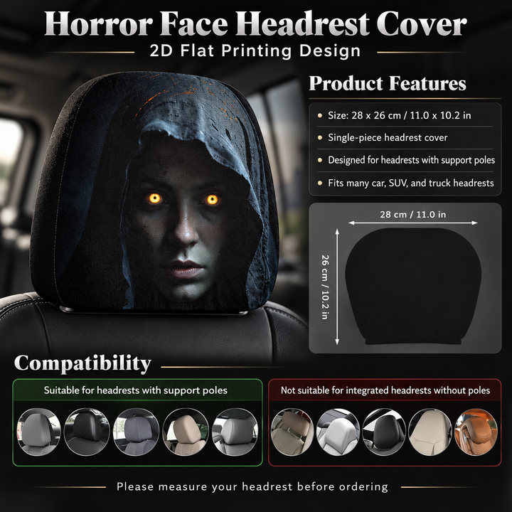 Car Headrest Covers Set 2 Pieces Flat Printed