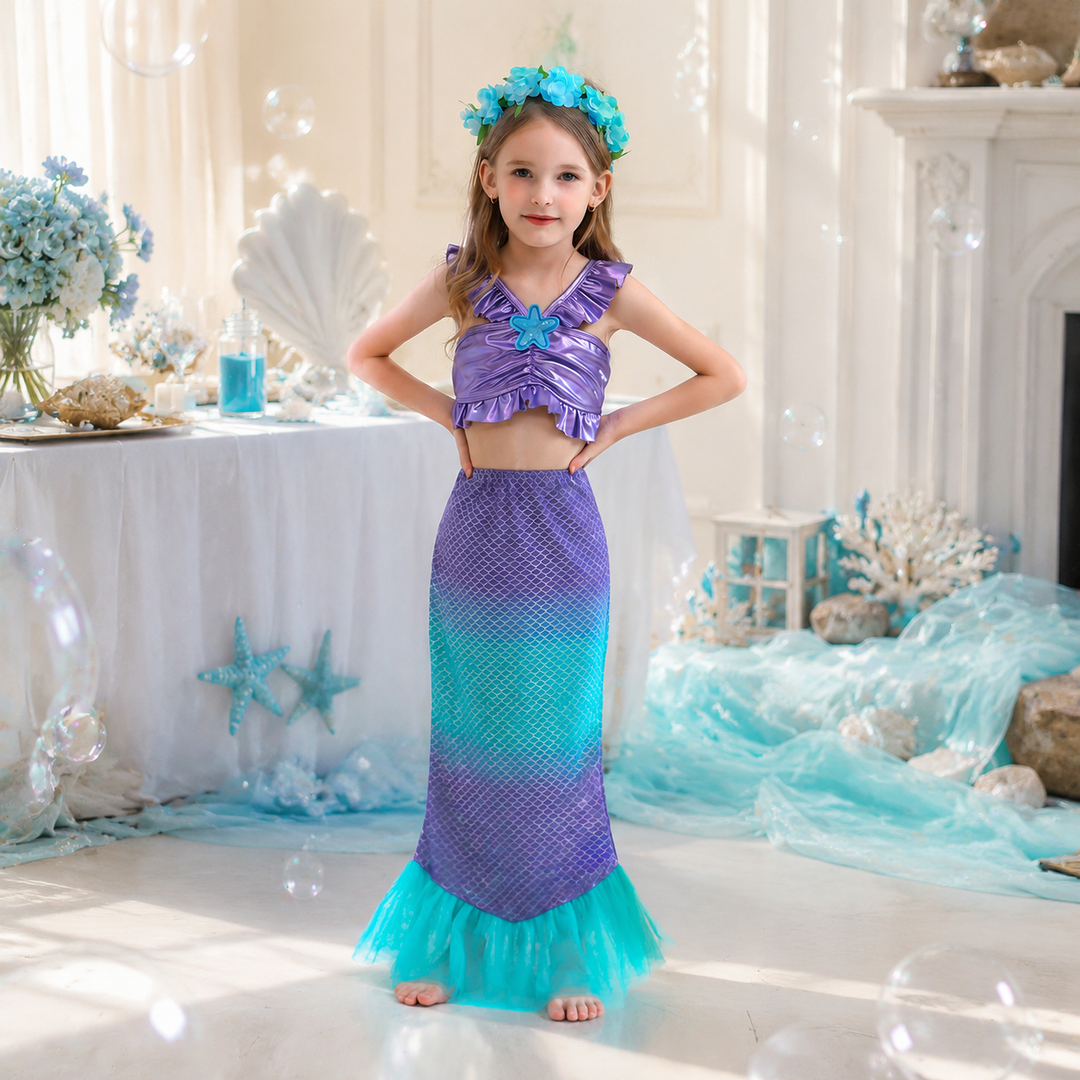 Girls Mermaid Princess Tail Costume Dress
