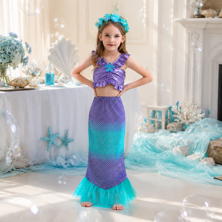 Girls Mermaid Princess Tail Costume Dress
