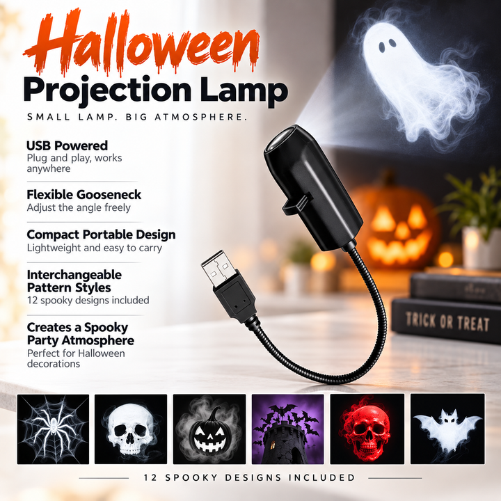 Halloween LED Projector Night Light USB Plug and Play Projector Lamp