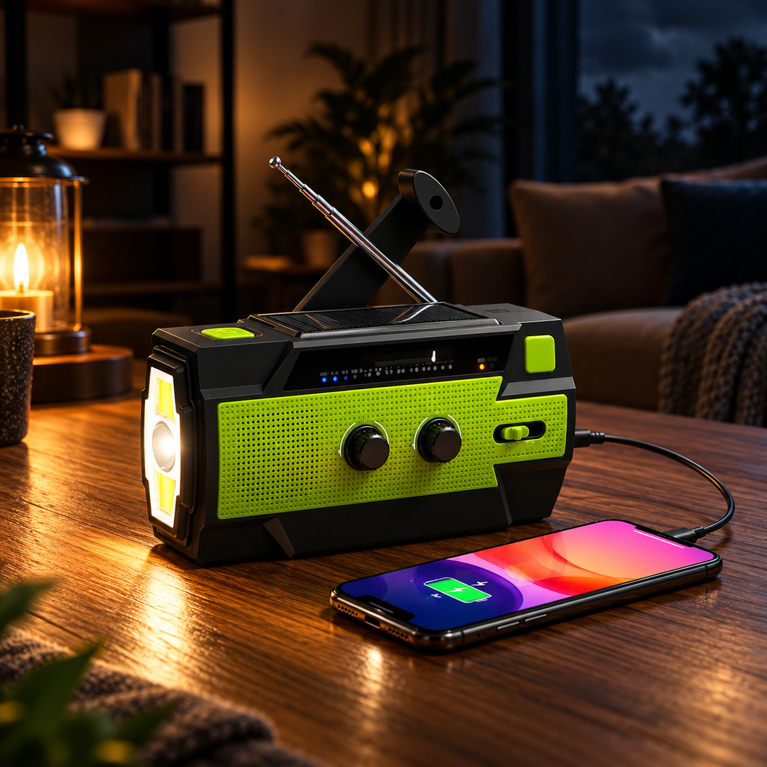 Emergency Radio Hand Crank Solar 4000mAh Power Bank SOS Flashlight