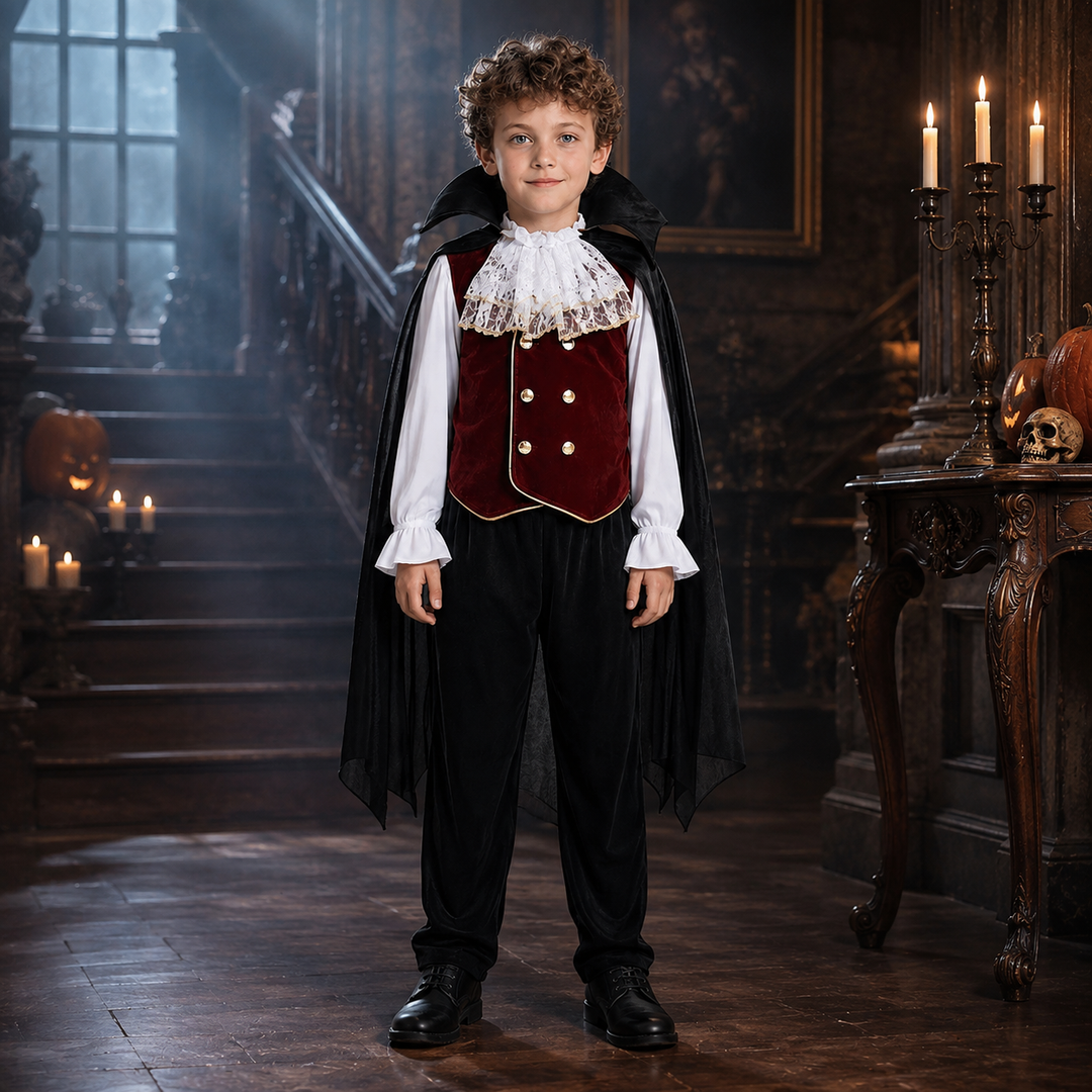 Vampire Costume for Girls with Cape and Vest Halloween Outfit
