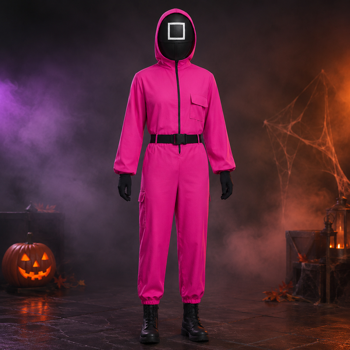 Adult Jumpsuit Costume with Mask Halloween Cosplay Set Squid Game Guard