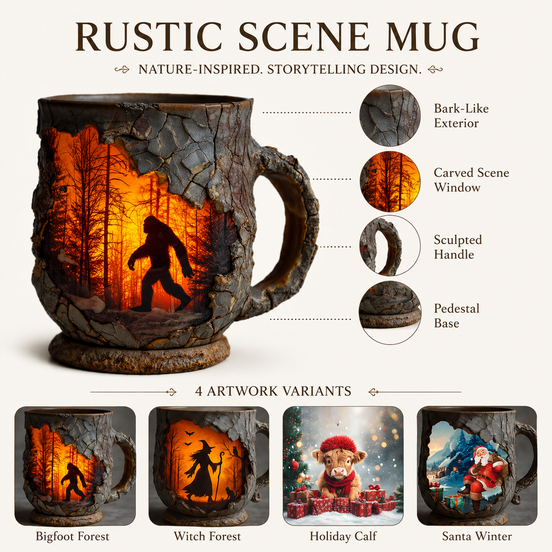 Rustic Resin Mug Bigfoot Witch Calf Santa Figurine Shape
