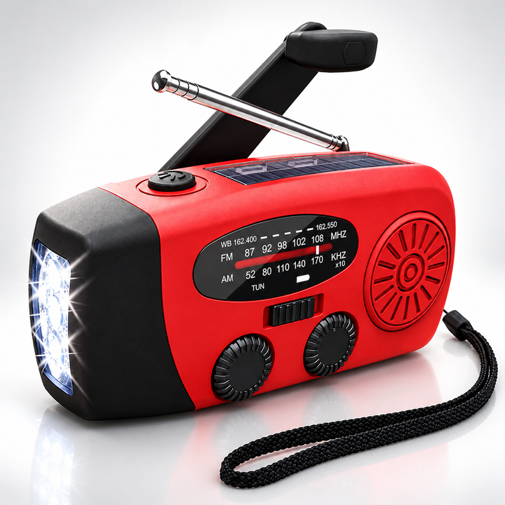 Hand Crank Emergency Radio Solar USB 2000mAh Power Bank LED Flashlight