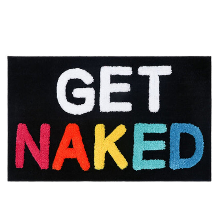 Bathroom Mat Square Printed Funny Get Naked Bath Rug