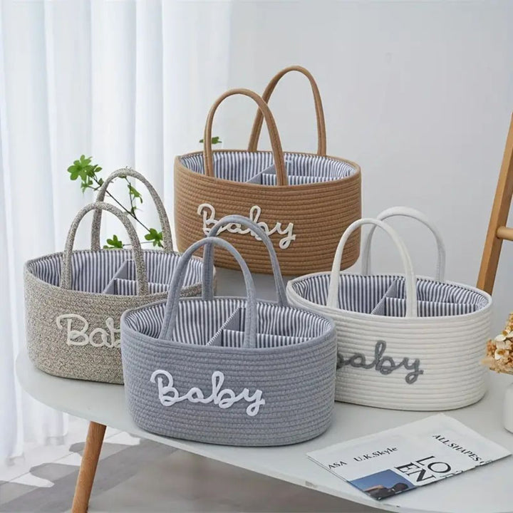 Baby Storage Caddy Organizer Rope Handle Basket