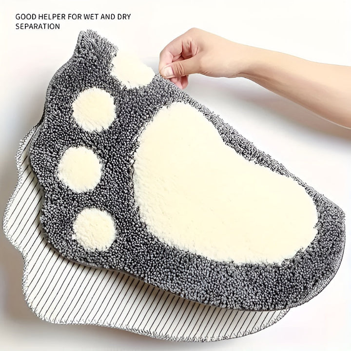 Paw Print Bath Mat Rectangular Non-Slip Bathroom Floor Rug