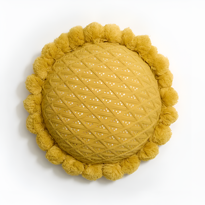 Sunflower Shape Pom Pom Decorative Cushion Pillow