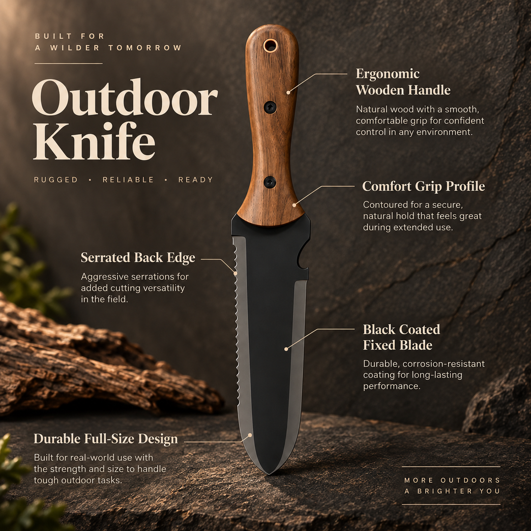 Hori Hori Garden Knife Stainless Steel with Sheath Walnut Handle