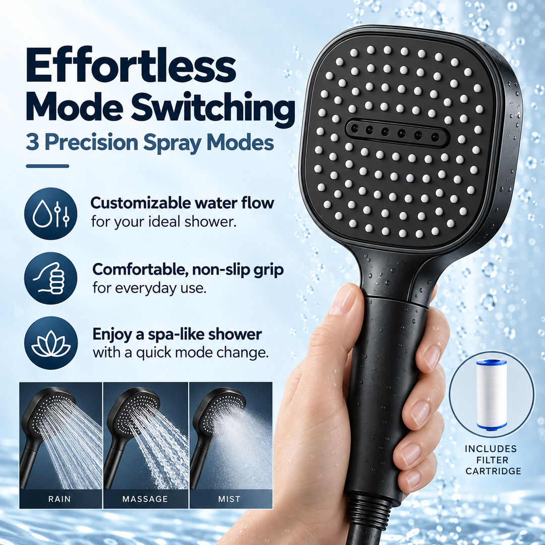 High Pressure Round Shower Head Adjustable Spray Bathroom Fixture