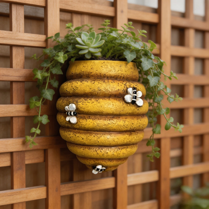 3D Beehive Shaped Wall-Mounted Resin Planter Hanging Flower Pot for Garden