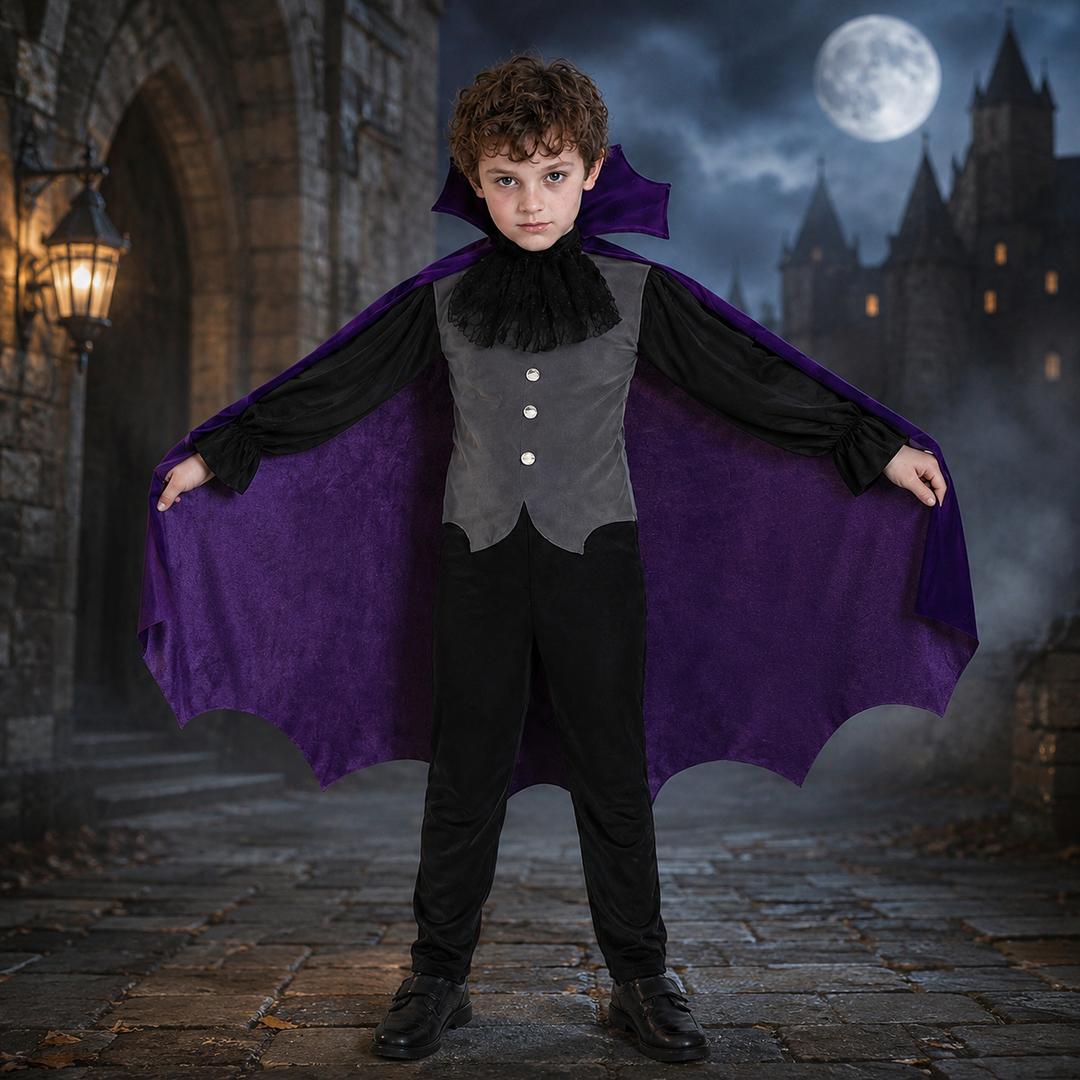 Boys Vampire Costume with Cape and Vest Halloween Costume