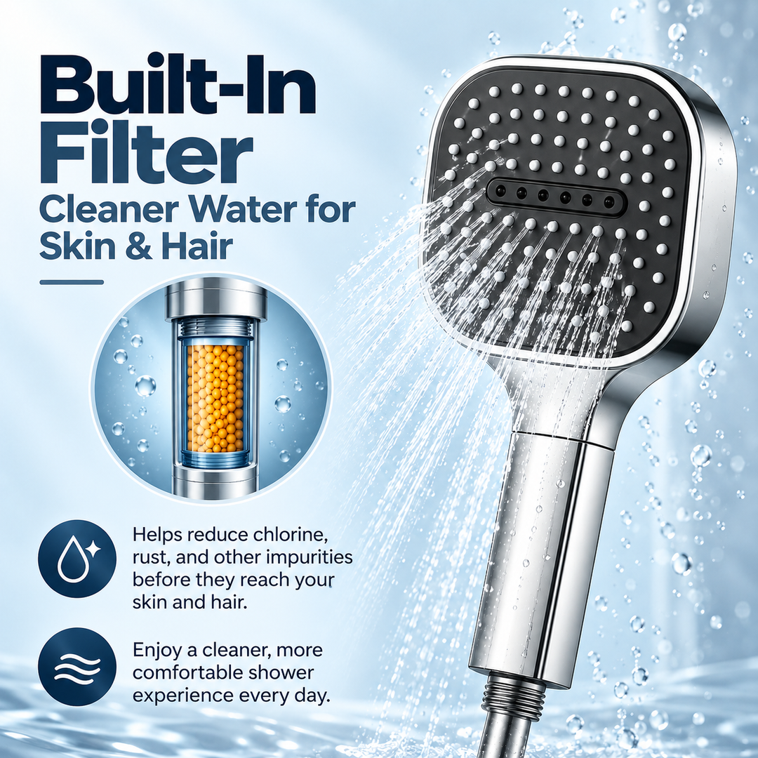 High Pressure Round Shower Head Adjustable Spray Bathroom Fixture