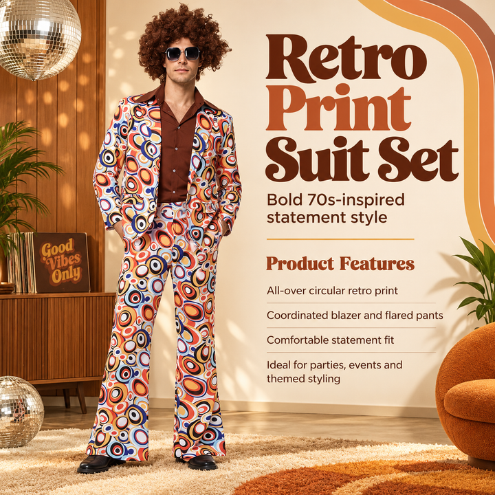 Hippie Disco Costume Retro 70s 80s Men Women Halloween Cosplay Outfit