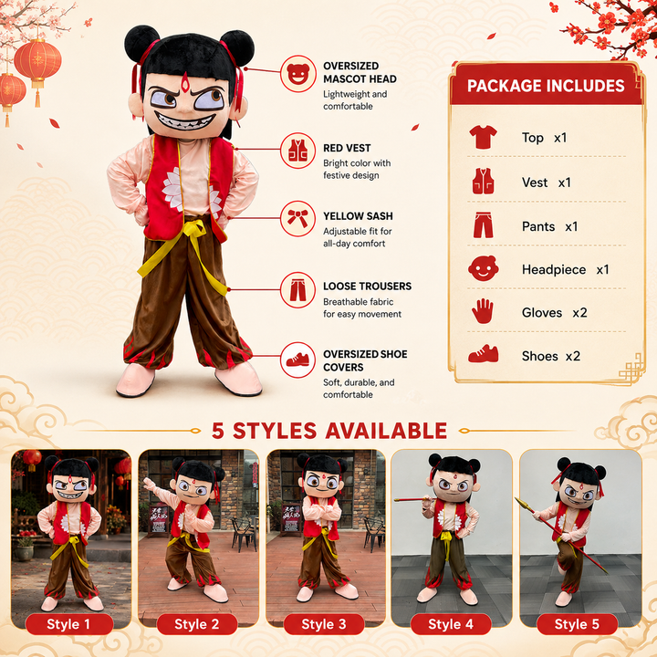 Nezha Warrior Boy Full Body Mascot Costume