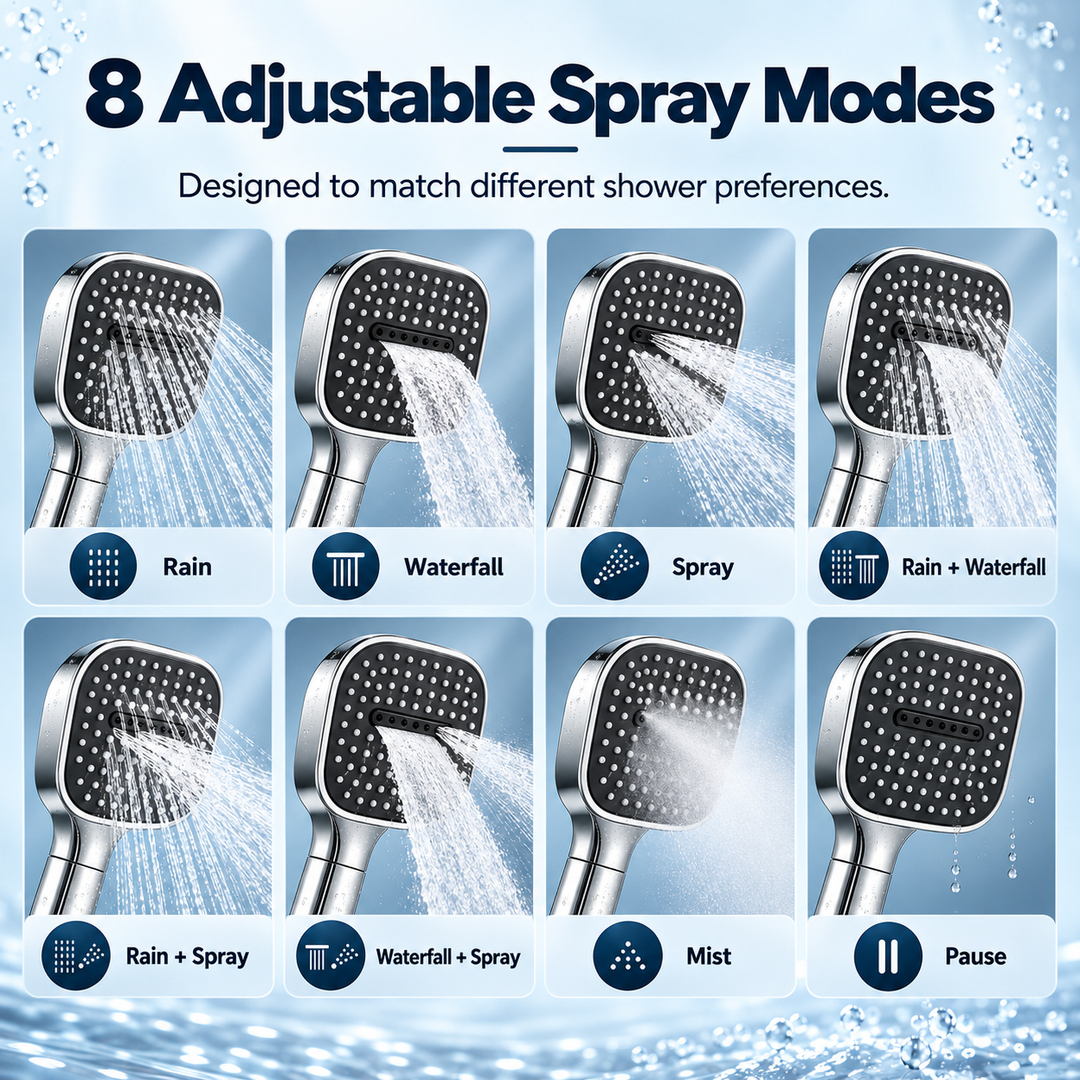 High Pressure Round Shower Head Adjustable Spray Bathroom Fixture