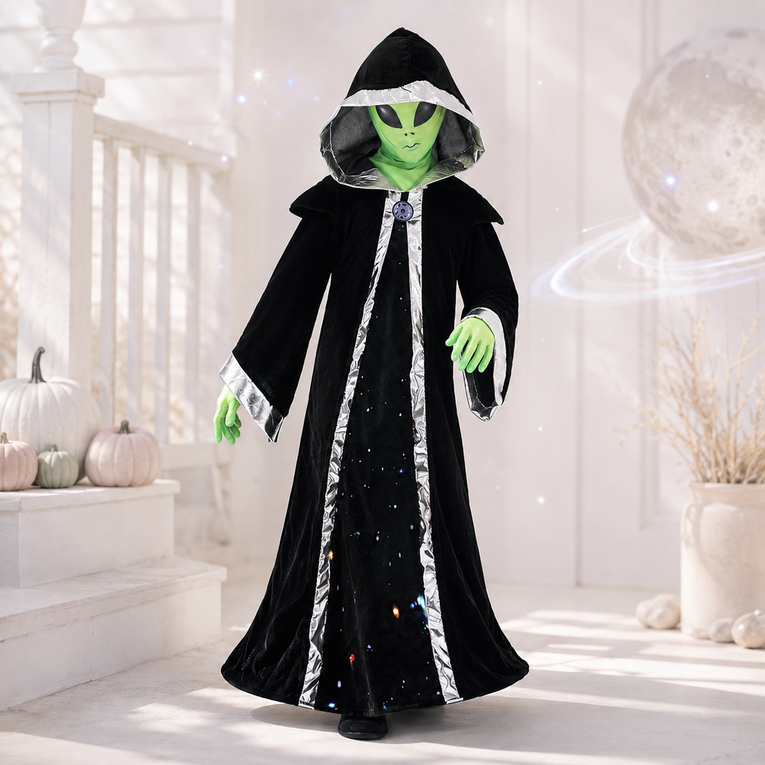 Kids Alien Costume Hooded Robe with Mask Halloween Costume Set