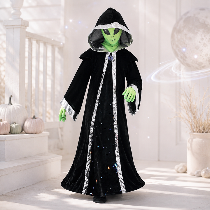 Kids Alien Costume Hooded Robe with Mask Halloween Costume Set