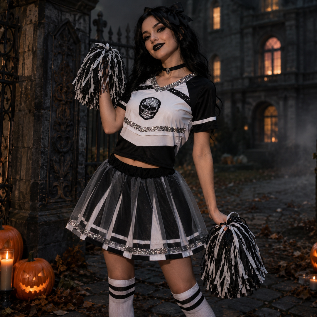 Kids Zombie Cheerleader Costume Halloween Cosplay Party Set