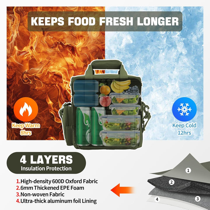 Insulated Tactical Lunch Box Cooler Bag Leakproof Large 18L Outdoor