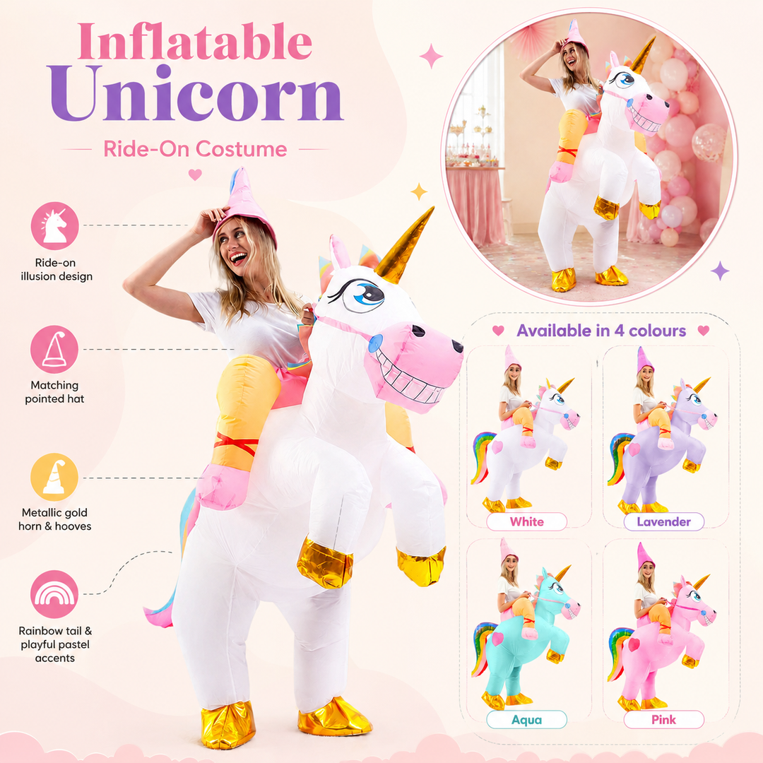 Inflatable Unicorn Ride On Costume Adult Halloween Costume