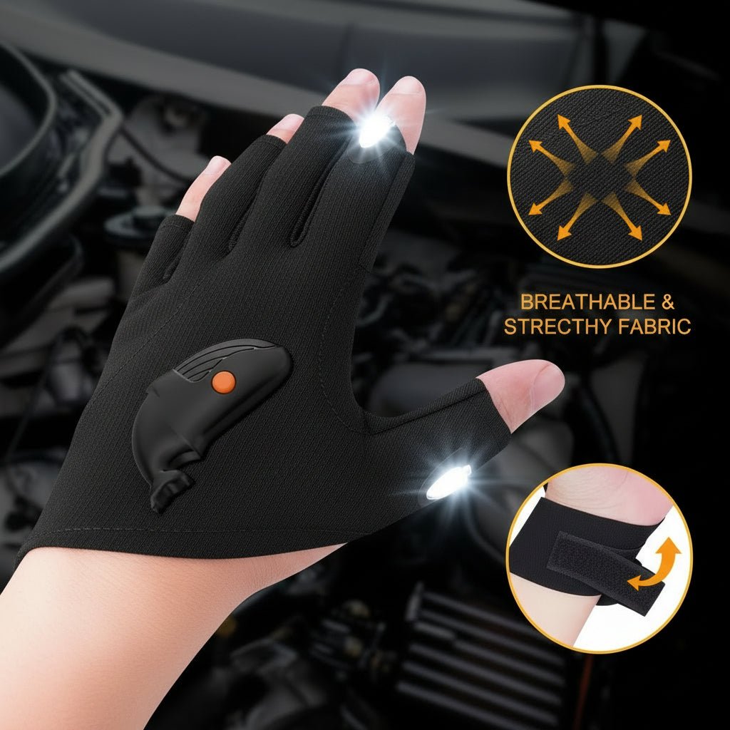 LED Flashlight Gloves Hands Free Light Gloves For Outdoor Repair Camping