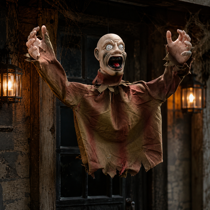 Hanging Zombie Halloween Prop Animated Swinging Ghost Decoration