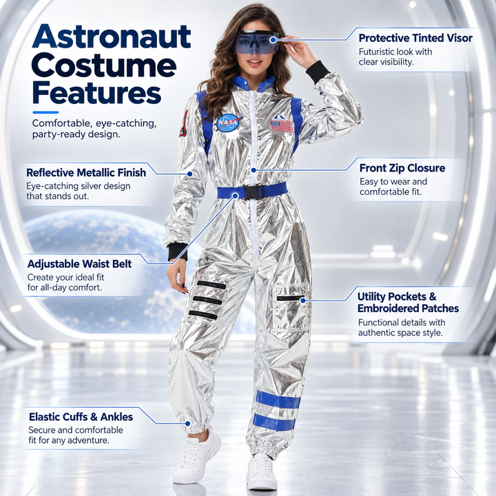 Astronaut Costume Jumpsuit Adult Space Suit Cosplay Halloween Party