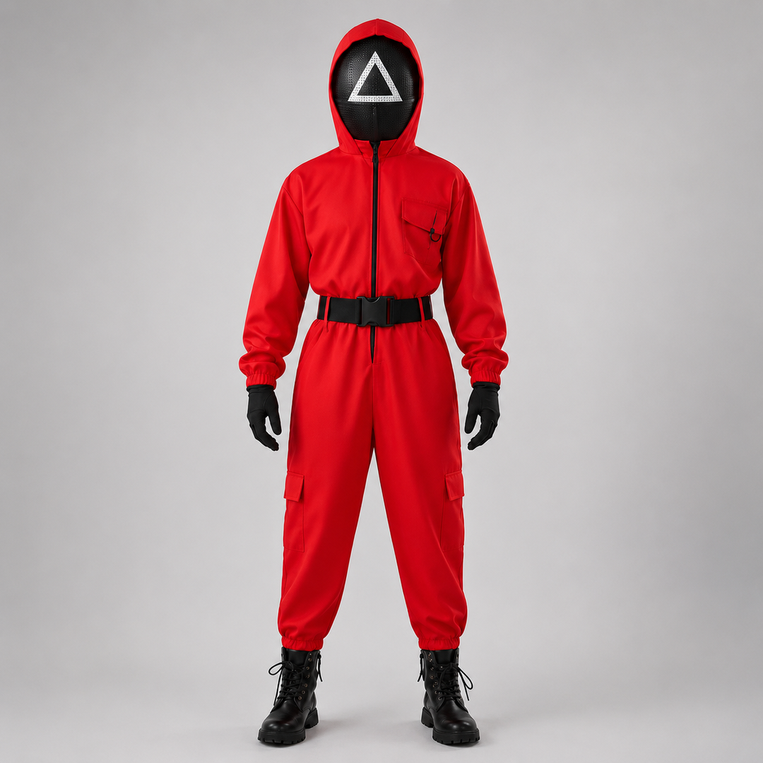 Squid Game Guard Costume with Mask Halloween Costume for Kids and Adults