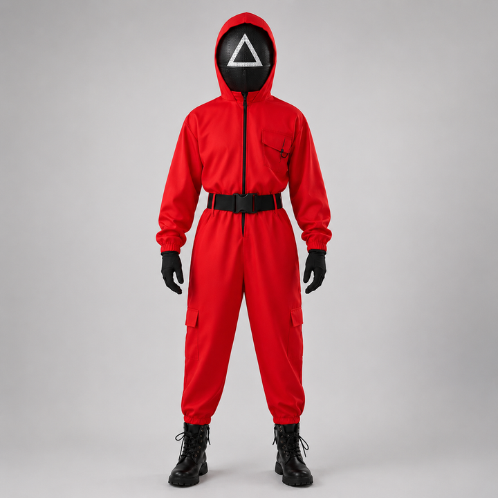 Squid Game Guard Costume with Mask Halloween Costume for Kids and Adults