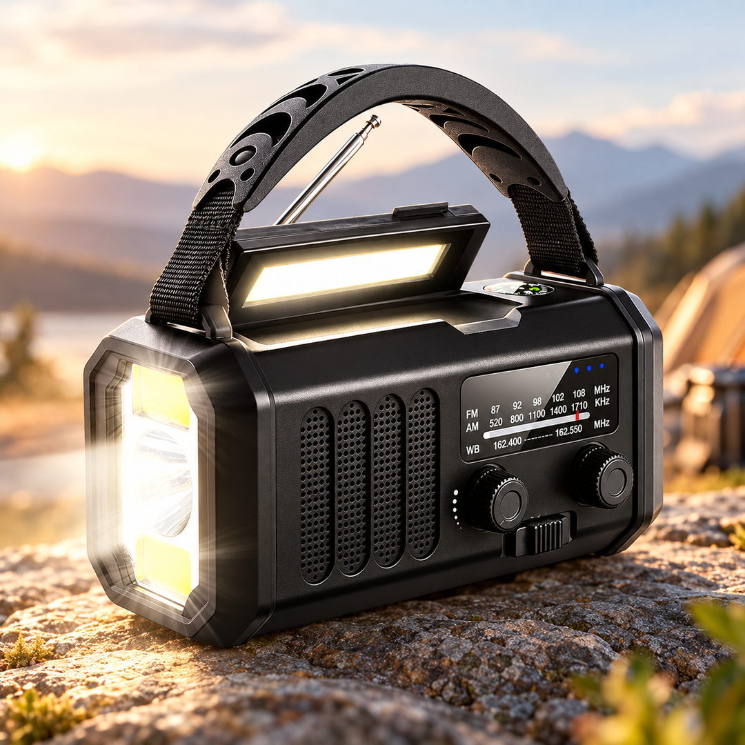 Wind Up Emergency Radio 10000mAh Solar 135lm Flashlight Reading Lamp