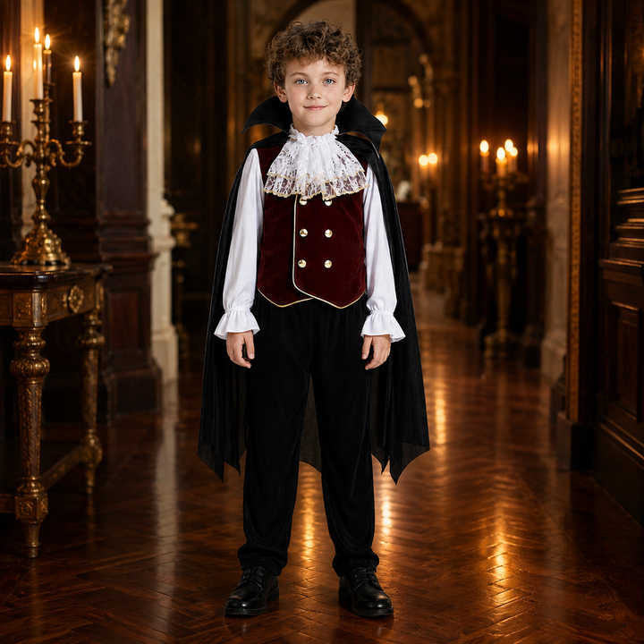Boys Vampire Costume with Cape and Vest Halloween Costume