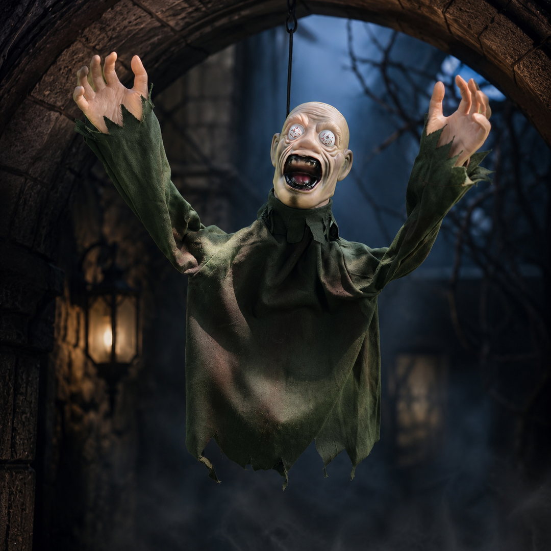 Hanging Zombie Halloween Prop Animated Swinging Ghost Decoration