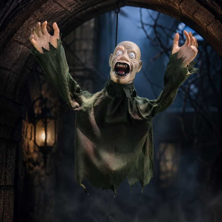 Hanging Zombie Halloween Prop Animated Swinging Ghost Decoration